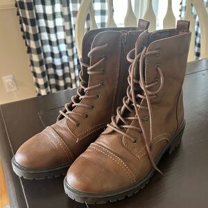 Brown Lace-Up Ankle Boots